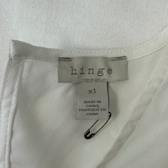 Hinge White Short Sleeve Ruffle Hem Peplum Back Tie Blouse S:X1 - Picture 4 of 6